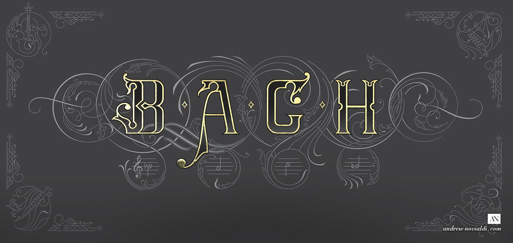 On The Theme of B.A.C.H - The Art of Fugue Contrapunctus XIV Lettering Design