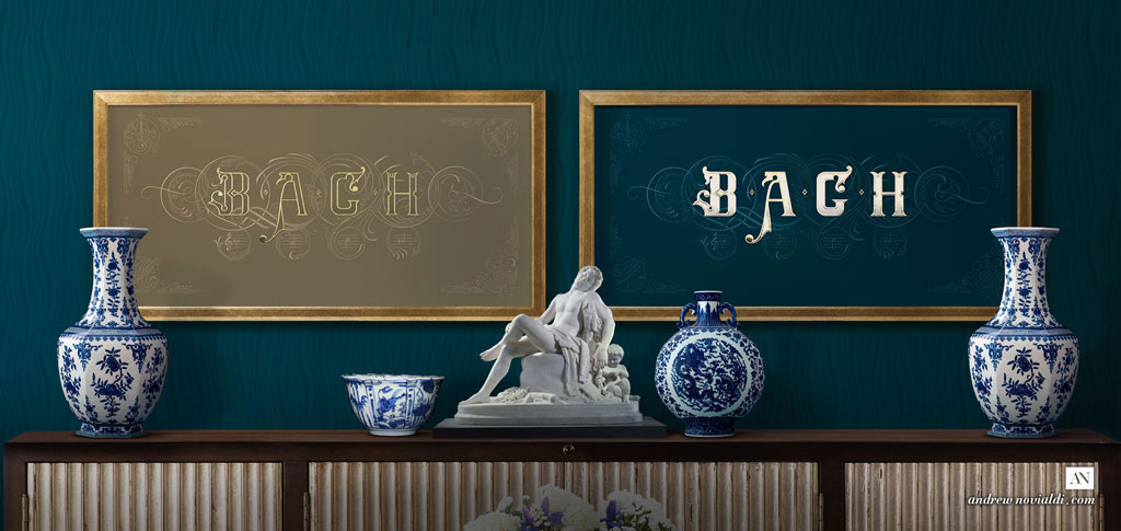 On The Theme of B.A.C.H - The Art of Fugue Contrapunctus XIV Golden Sand Navy Blue Interior