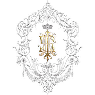 I S E H Monogram Sumptuous Elegant Illustration Family Crest Design