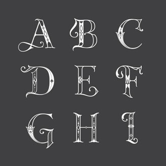 Novialdi Dropcap no. 1 Custom Decorative Vintage Modern Letters Alphabets