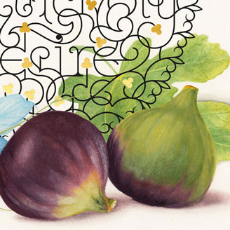 The Shades of Love - Love Blues Figs Watercolor Botanical Illustration Shop Artprint Wall Art Poster Design
