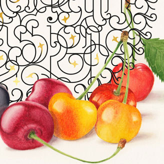 The Shades of Love - Love Joy Cherries Redcurrant Watercolor Botanical Illustration Shop Artprint Wall Art Poster Design