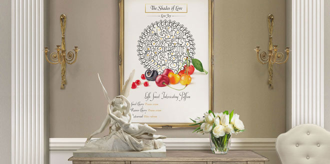 The Shades of Love - Love Joy Cherries Lettering Design Interior Framed