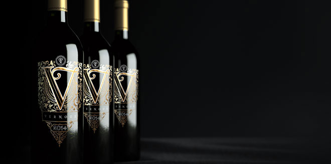 Vernoux French Wines Packaging Design Red Wine Gold Bottle Elegant Premium Packaging
