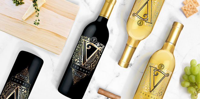 Vernoux French Wines Packaging Design Red Wine Gold Expensive Bottle Package