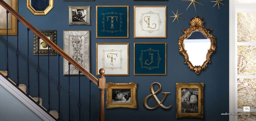 Novialdi Dropcap no. 1 Custom Decorative Vintage Modern Letters Lettering Family Photos