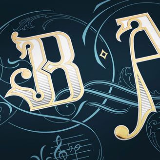 On The Theme of B.A.C.H - The Art of Fugue Contrapunctus XIV Navy Blue Design