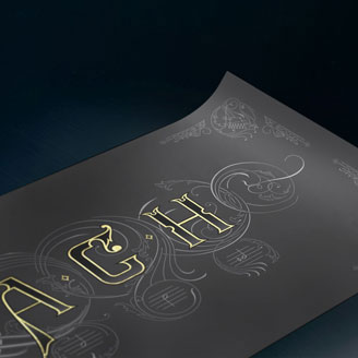 On The Theme of B.A.C.H Bach Art of Fugue Gilded with 24k Gold Poster in Slate Grey Artprint Design Buy Wall Art