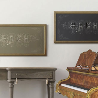 On The Theme of B.A.C.H Bach Art of Fugue Poster in Golden Sand and Slate Grey Art of Fugue Artprint Design Shop Wall Art