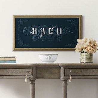 On The Theme of B.A.C.H Bach Art of Fugue Poster in Navy Blue Art of Fugue Music Artprint Design Shop Wall Art