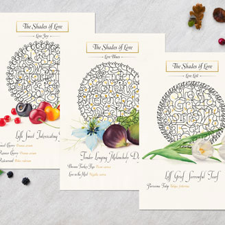 The Shades of Love - Design Series Watercolor Botanical Illustration Shop Wall Art Valentines Poster Design