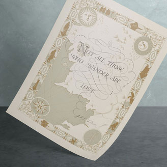 Not All Those Who Wander Are Lost - Tolkien's Quote in Ivory Parchment Buy Wall Art Artprint Design