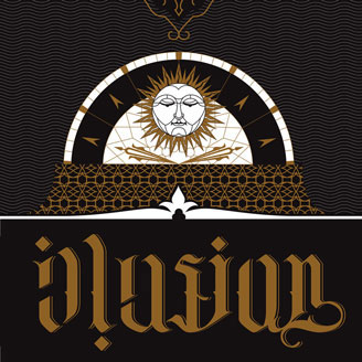 Typollusionist Sun King Ambigram Illusion Gold on Black Lettering Typography Wall Art Artprint Design