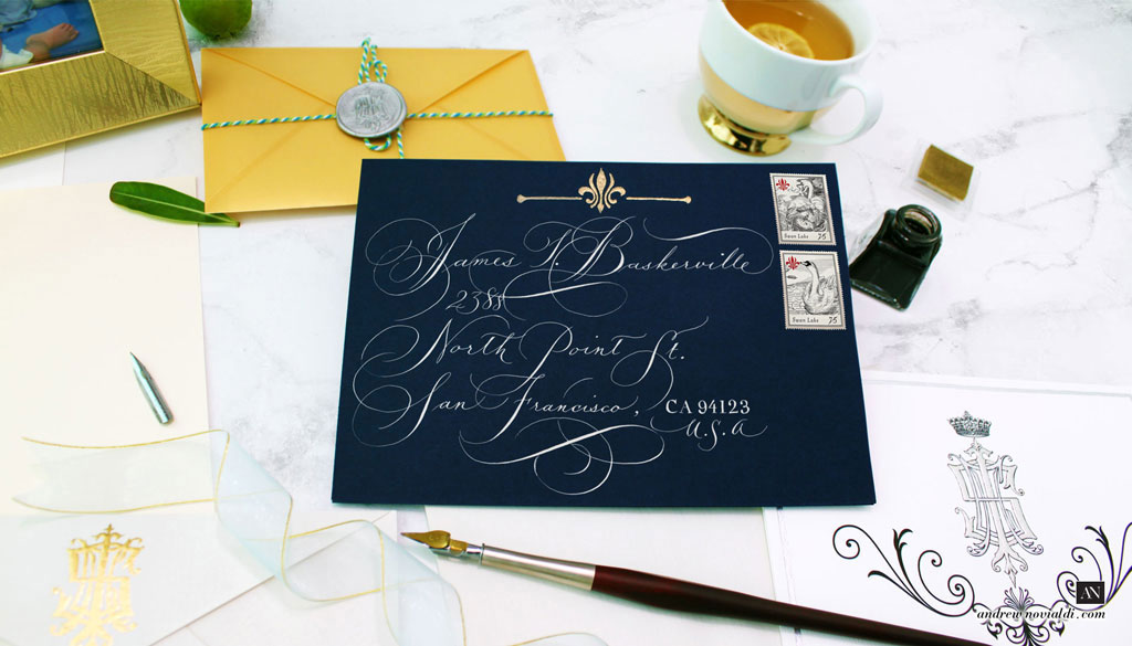 I S E H Monogram Personal Luxury Correspondence Calligraphy Envelope Design