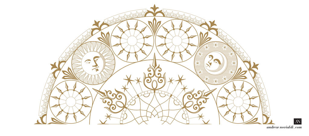 Renaissance Style of Clockface Sun and Moon Design