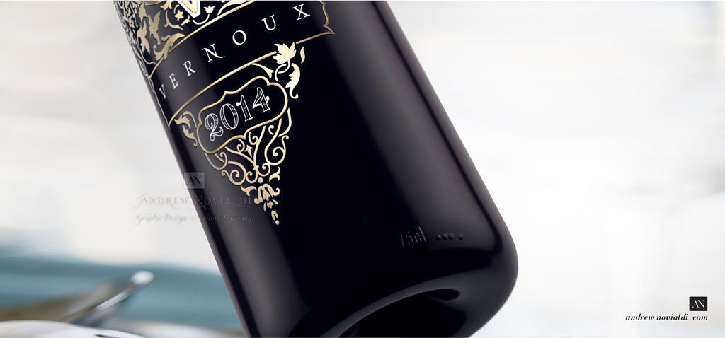Vernoux French Wines Rich and Sophisticated Lavish Gold on Cabernet Sauvignon Blanc Package Bottle Design